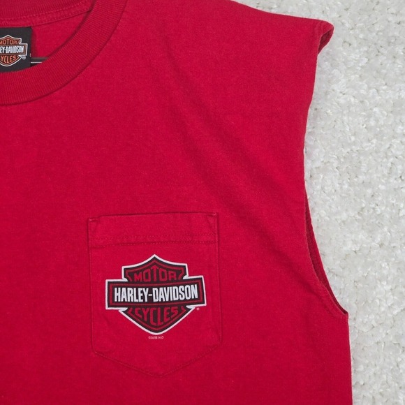 Harley‎ Davidson Mens Shirt XL Red Lakeland Florida 2008 Made in USA Biker - Picture 4 of 14